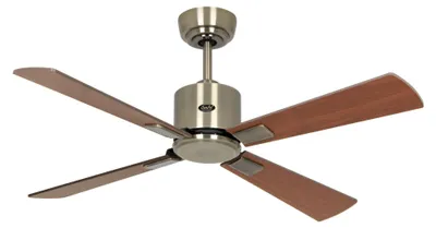 Image de Ventilateur de plafond à basse consommation avec télécommande Eco Neo III WiFi 103 cm Laiton antique pales Noyer / Cerisier