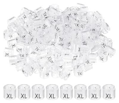 140 Kleiderbügel-Markierungen, XL, transparent, für 3 mm Stab
