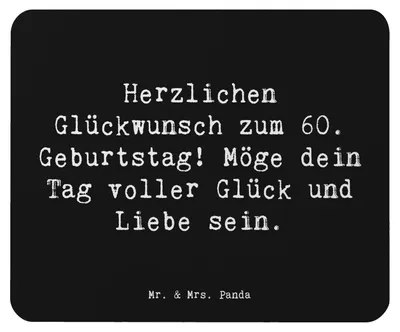 Produktbild von Mr. & Mrs. Panda Mouse Pad Spruch 60. Geburtstag Glückwunsch - Schwarz - Geschenk, Erfahrung, feiern, computer mauspad, Alter, mausteppich, Geburtstagsgeschenk, Glück