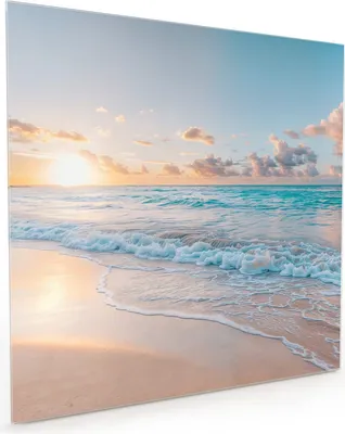 Produktbild von Küchenrückwand Spritzschutz Glas mit Motiv Sonnenaufgang Strand 40 x 40 cm