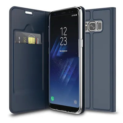 Produktbild von Conie Ultra Slim Klapp Tasche für Samsung Galaxy S8 Kartenfach Hülle Rundumschutz in Blau