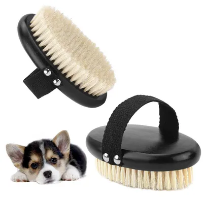Produktbild von Handbürste für Hunde und Katzen, Haustierbürste zur Fellpflege und Massage, Schwarz
