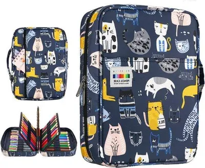 Image de Boîte à crayons de couleur à 220 compartiments, sac pratique, multicouche, noir