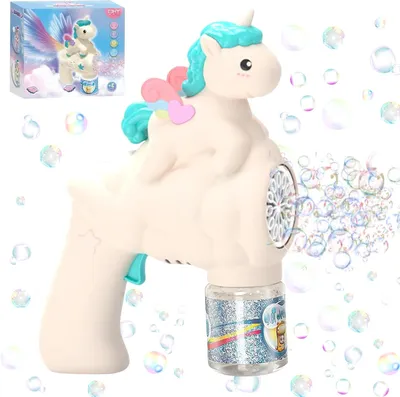 Image de Pistolet à bulles automatique licorne, avec flacon de recharge, pour enfants, fêtes et jardin