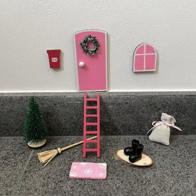 Produktbild von Wichteltür Rosa 10cm 10-teiliges Set aus Holz