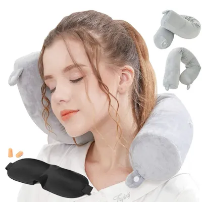 Produktbild von Memory Foam Leichte Schlafkissen waschbarer, Flugzeug Halsstütze Kopfstütze, Reise-Nackenkissen