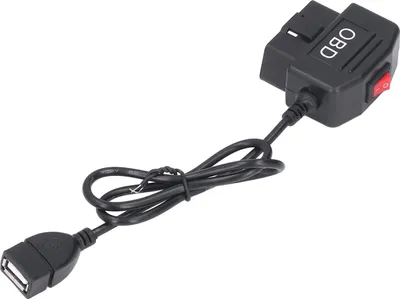 Immagine prodotto di cavo adattatore OBD da 48 cm/18,9 pollici con pulsante di commutazione della modalità ACC Protezione a bassa tensione per la telecamera DASH - Ricarica del telefono