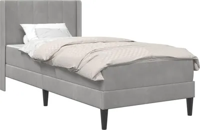 Produktbild von Bettgestell mit Matratze mit Kopfteil Hellgrau 90 x 200 cm Samt