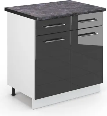 Produktbild von Küchenunterschrank Vicco Fame-Line Anthrazit Hochglanz 80 cm , AP Anthrazit, Model 46128