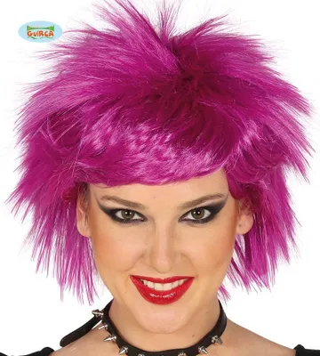 Produktbild von lila Rockstar Punk Perücke für Damen