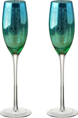 Immagine prodotto di Set di 2 flûte da champagne Artland – Collezione Peacock – Blu-verde – 20 cl – 25 cm
