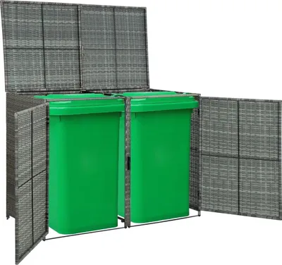 Zdjęcie produktu dla vidaXL Pojemnik na odpady do 2 ton polirattan antracyt 148×77×111 cm