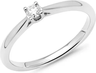 Produktbild von 585er Weißgold-Solitärring mit Diamant 0,10 ct. (Größe: 52mm)