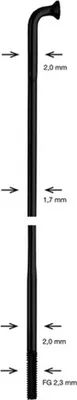 Produktbild von ALPINA Speiche DD, Ø 2,00 / 1,70 / 2,00 258 mm lang