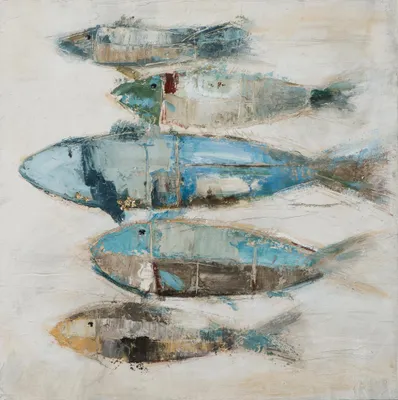 Produktbild von ArtUniverse Leinwandbild Fischschwarm II 80 x 80 cm