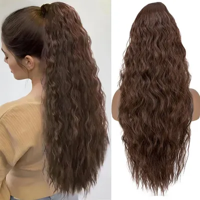 Obrázek produktu pro Paruka, cop, 80 cm, vlnitá, syntetická, světle hnědá