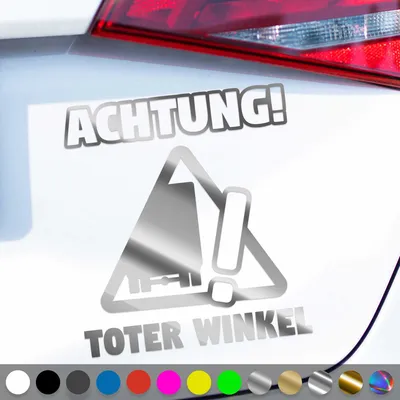Produktbild von PantherPixel Toter Winkel Aufkleber Achtung Voricht Angles Morts Sticker Auto Geschenkidee Farbe Chrom-Silber
