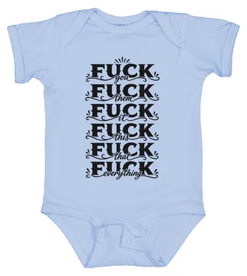 Produktbild von Fuck You Them It This That Everything Lustig Sarkasmus Provokativ Anti Baby Body, Hellblau, 6/12