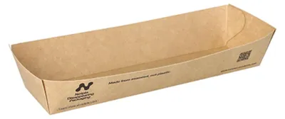 Produktbild von 80 Snacktrays, Pappe "NOTPLA" 3,5 cm x 5 cm x 18,5 cm braun