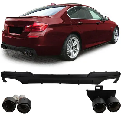 Für BMW F10 F11 2010-2017 Stoßstange Heckdiffusor Schwarz + Endrohr Echt Carbon in der Farbe Schwarz von Carparts-Online GmbH