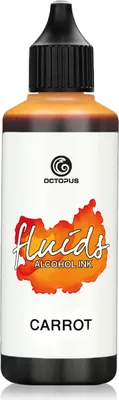 Obrázok produktu pre 100 ml Octopus Fluids Alcohol Ink CARROT, alkoholový atrament pre fluid art a živicu, oranžový