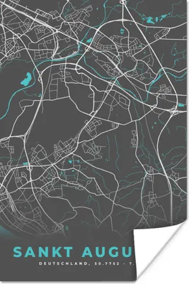 Produktbild von MuchoWow® Poster Stadtplan - Sankt Augustin - Deutschland - Karte 120x180 cm - Kunstposter