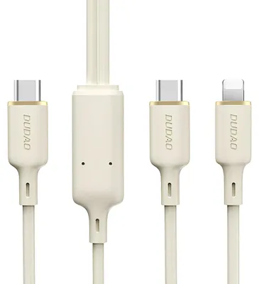 Obrázok produktu pre Dudao L7SF 2v1 USB-C/Lightning Kábel 100W - Béžový, 1,2m KP41394