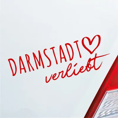 Produktbild von Auto Aufkleber Darmstadt verliebt Herz Stadt Heimat Liebe Car 19x7 cm Rot Sticker Heckscheibenaufkleber