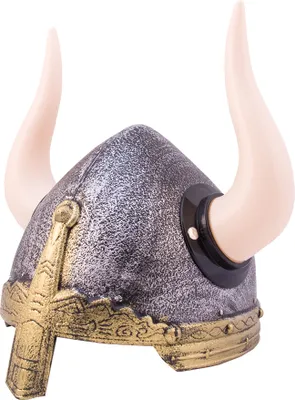 Produktbild von Holzspielerei 73593 Kinder Ritterhelm 'Wikinger', Kunststoff mit abnehmbaren Hörnern, silber
