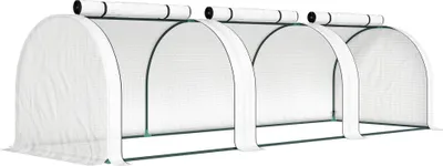 Produktbild von Tunnelgewächshaus mit 3 Reißverschlussfenstern, Stahlrahmen, 295 x 100 x 80 cm