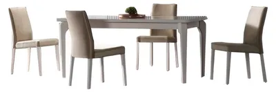 Produktbild von Esszimmer Set Esstisch 4x Stuhle Tisch Essgruppen Beige Edelstahl 5tlg Möbel