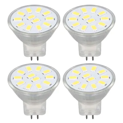 Obrázok produktu pre Sada 4 ks MR11 LED reflektorov – 3 W, 12 LED diód, dvojkolíkový pätica, 360° odvod tepla, studená biela farba