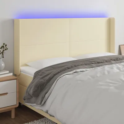Produktbild von The Living Store LED Kopfteil Creme 183x16x118/128 cm Kunstleder
