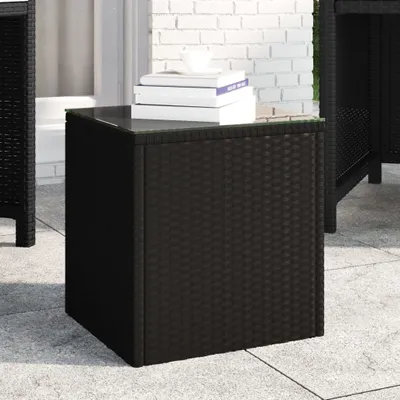 Produktbild von Möbel Beistelltisch Schwarz 40x37x40,5 cm Polyrattan und Hartglas - Sofatisch 319388