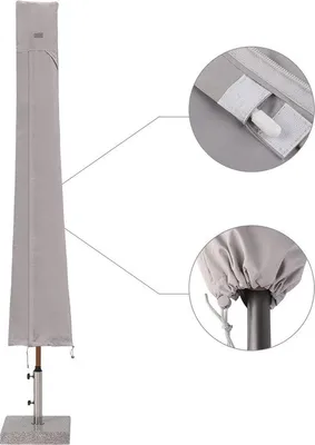 Immagine prodotto di Custodie protettive per ombrelloni Famanu, 400 cm, color grigio chiaro, confezione da 2 pezzi