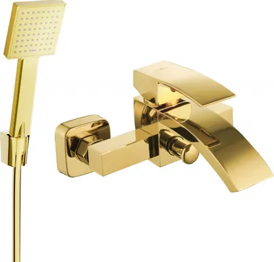 Produktbild von Mexen Libra R45 Wannenbatterie mit Brausegarnitur, Gold - 74513R45-50