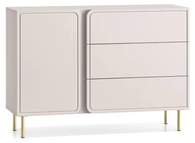 Produktbild von Selsey Loppa – Sideboard 1-türig mit 3 Schubladen, Kaschmirbeige, 120 cm