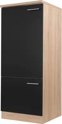 Produktbild von Umbauschrank Kühlschrank 60 cm Eiche Sägerau Schwarz Merle Respekta