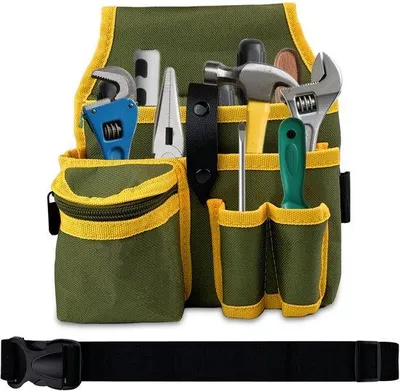 Produktbild von Unyqoos® Kompakte Werkzeugtasche 20,5 x 12 x 23,5 cm – verstellbarer Schultergurt, mehrere Fächer, robust & leicht für Elektriker und Handwerker