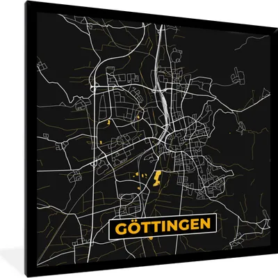 Produktbild von MuchoWow® Gerahmtes Poster Stadtplan - Deutschland - Gold - Göttingen - Karte 40x40 cm - Poster mit Schwarzem Bilderrahmen Wandposter Rahmen Foto Bilder - Mit Rahmen - Wanddekoration Schlafzimmer
