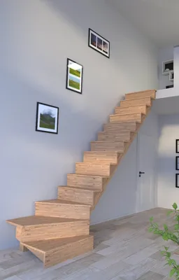 Produktbild von Holztreppe Lindos (Eiche) in  1/4 gewendelter Ausführung rechts-80 cm-rechts-ohne Geländer-mit Setzstufen