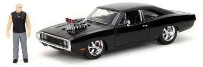 Immagine prodotto di Jada Toys, modellino in scala 1:24 della Dodge Charger R/T di Fast & Furious, con la figura di Dominic Toretto (8 cm)