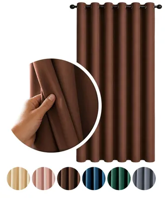 Produktbild von MEBLEODNOWA, Verdunkelungsvorhang, Blackout Vorhang, Braun, 140x250 cm, Ösenvorhang, 90 % Lichtdämpfung, Pflegeleicht, Thermovorhang