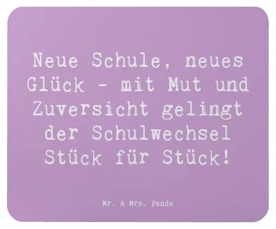 Produktbild von Mr. & Mrs. Panda Mouse Pad Spruch Einen Schulwechsel bewältigen - Lavendeltraum - Geschenk, Zuversicht, liebevoll handgefertigt, Mutmacher, laptop mauspad, Vertrauem