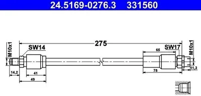 Produktbild von ATE 24.5169-0276.3 Bremsschlauch Hinten für BMW X3 (F25) X4 (F26)