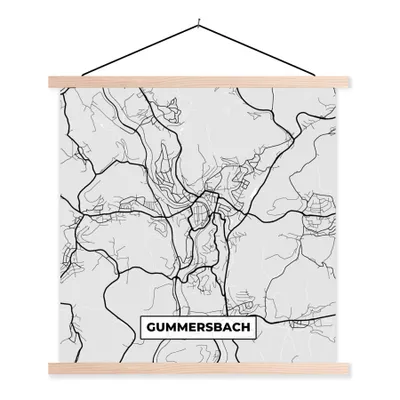 Produktbild von MuchoWow® Textilposter Karte - Deutschland - Gummersbach - Stadtplan 60x60 cm mit holzfarbenen Rahmen - Wanddekoration