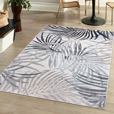 Obrázek produktu pro Koberec 120 x 170 cm Béžový krémový se zlatou / NA44G Palmové větve Peříčko