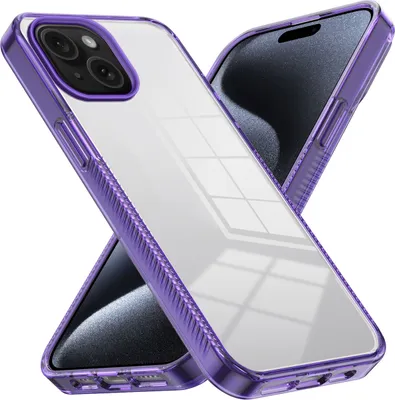 Produktbild von Hülle für iPhone 15 Rutschfest Kristallklare Stoßfeste TPU Bumper Handyhülle Lila