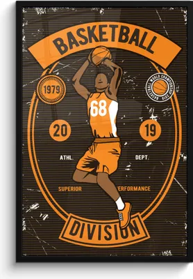 Produktbild von MuchoWow® MuchoWow® Gerahmtes Poster Mannshöhle - Basketball - Weinlese 60x90 cm - Poster mit zchwarzem Bilderrahmen - Kunst