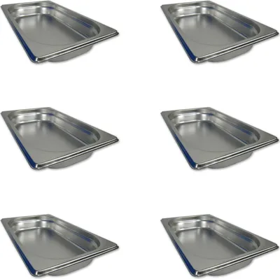 Zdjęcie produktu dla AcMax, 6 sztuk, pojemniki GN 1/4, pojemniki Gastronorm, stal nierdzewna, pojemność 1,0 litra, głębokość 40 mm, standard Gastronorm